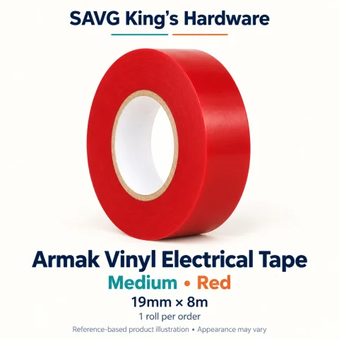 Armak Vinyl Electrical Tape Medium 19mm × 8m – Red – SAVG King's Hardware reference illustration