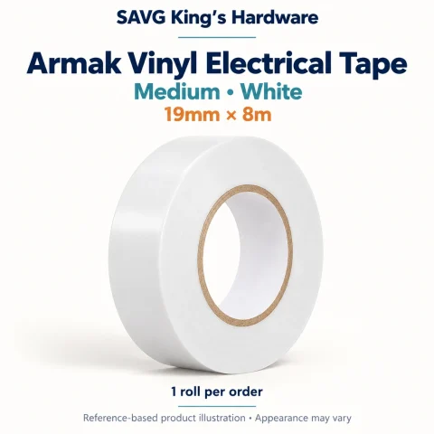 Armak Vinyl Electrical Tape Medium 19mm × 8m – White – SAVG King's Hardware reference illustration