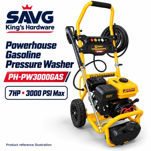 Powerhouse Gasoline Pressure Washer PH-PW3000GAS 7HP 3000 PSI product reference illustration