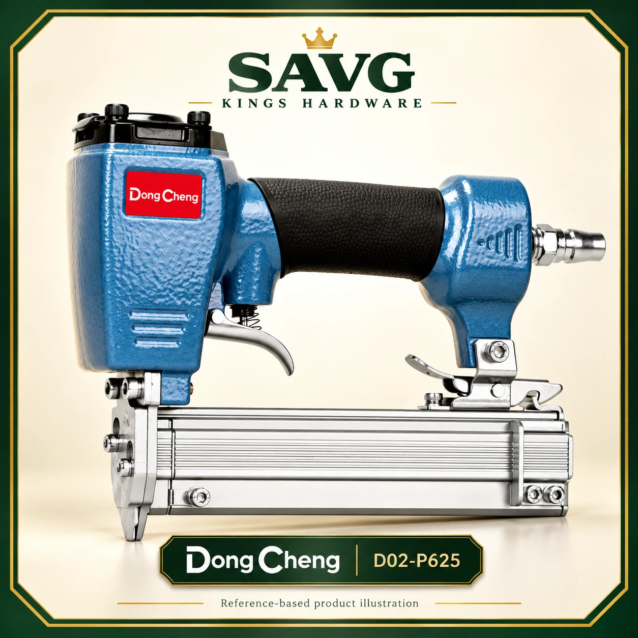 DongCheng D02-P625 Pneumatic Pin Nailer — reference-based product illustration.