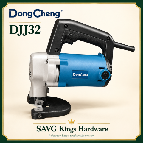 DongCheng DJJ32 710W Electric Sheet-Metal Shear — reference-based product illustration.