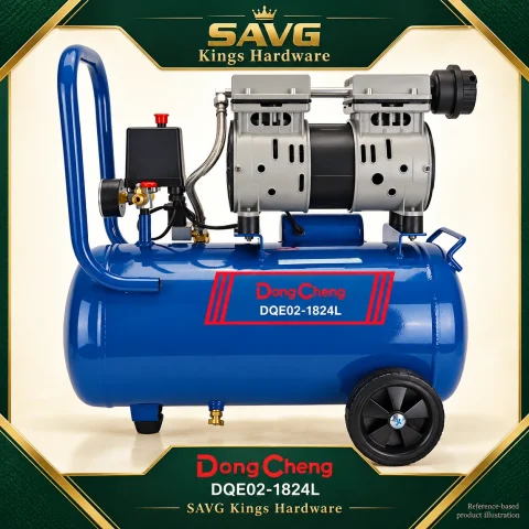 DongCheng DQE02-1824L 750W 24L Oil-Free Air Compressor — reference-based product illustration.