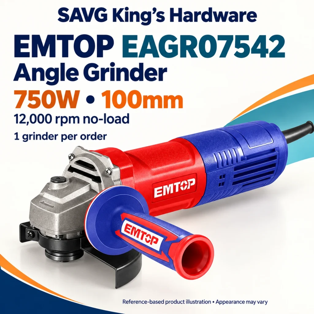 EMTOP EAGR07542 Angle Grinder 100mm, 750W — reference-based product illustration