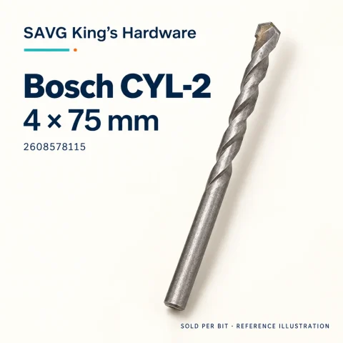 Bosch CYL-2 Masonry Drill Bit 4 × 75mm — 2608578115 — reference illustration by SAVG King's Hardware