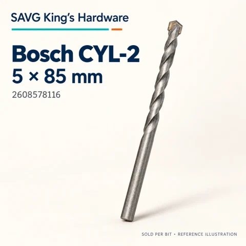 Bosch CYL-2 Masonry Drill Bit 5 × 85mm — 2608578116 — reference illustration by SAVG King's Hardware