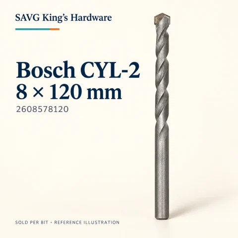 Bosch CYL-2 Masonry Drill Bit 8 × 120mm — 2608578120 — reference illustration by SAVG King's Hardware