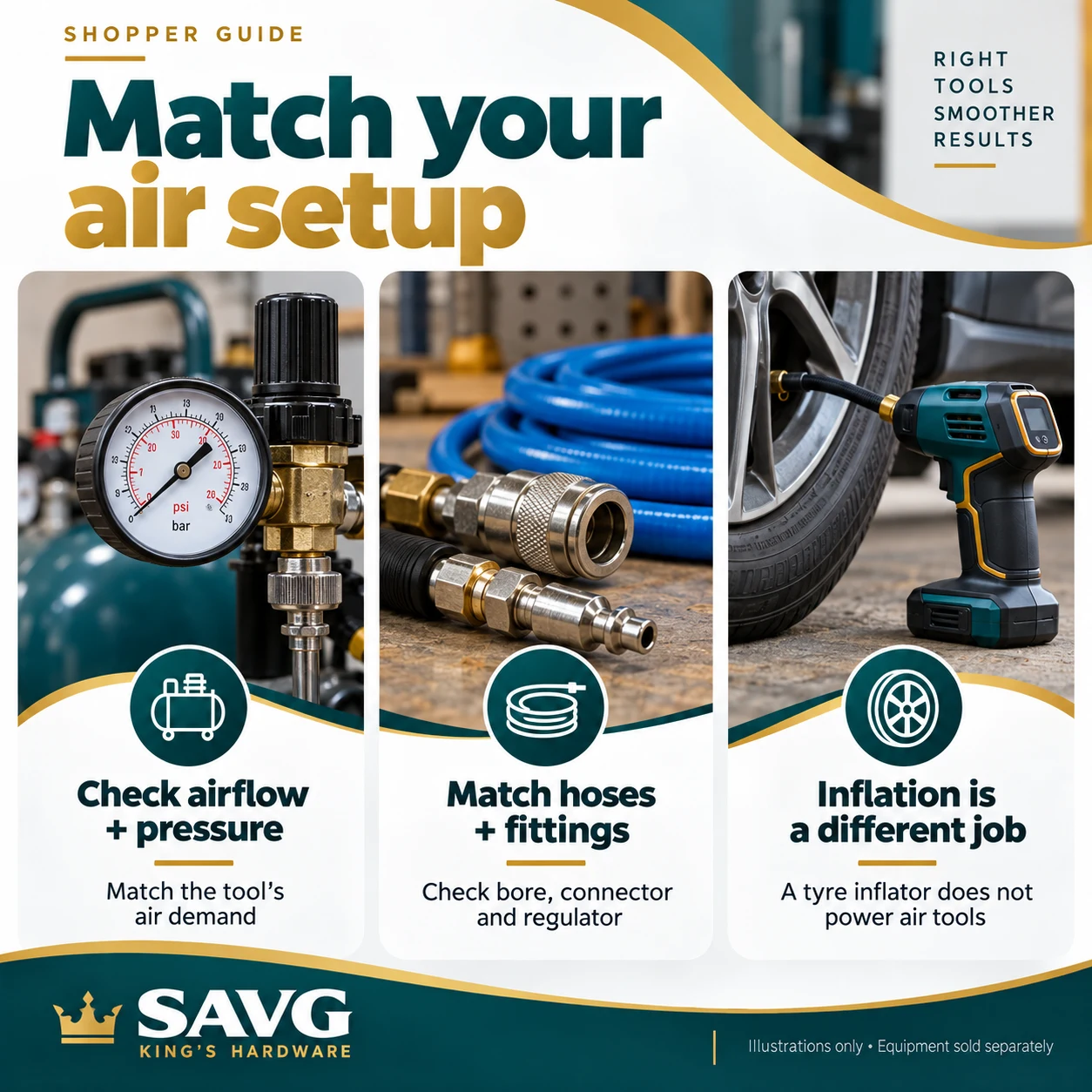 Guide to compressor airflow, fittings and tyre inflation