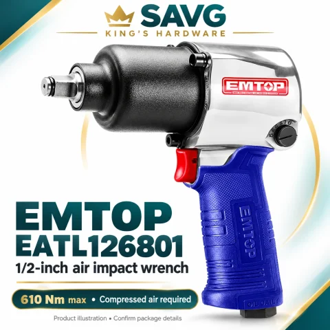 EMTOP EATL126801 Air Impact Wrench — 1/2 Inch, 610 Nm Max — original product illustration