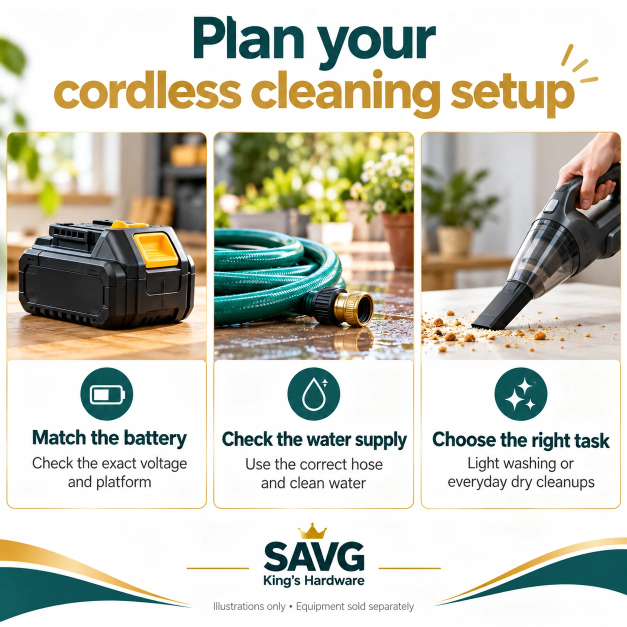 SAVG King’s Hardware guide to battery platforms, water supply and cleaning tasks