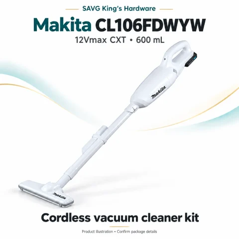 Makita CL106FDWYW Cordless Vacuum Cleaner Kit — 12Vmax CXT, 600 mL — original product illustration