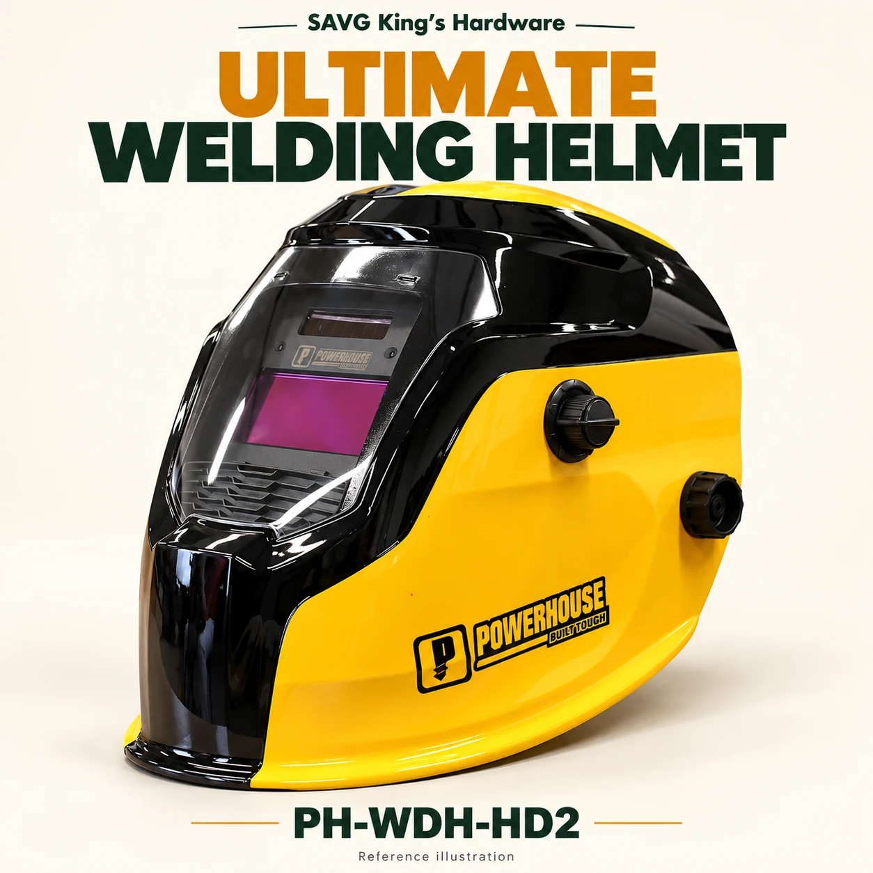 Powerhouse PH-WDH-HD2 Ultimate Auto-Darkening Welding Helmet — reference illustration