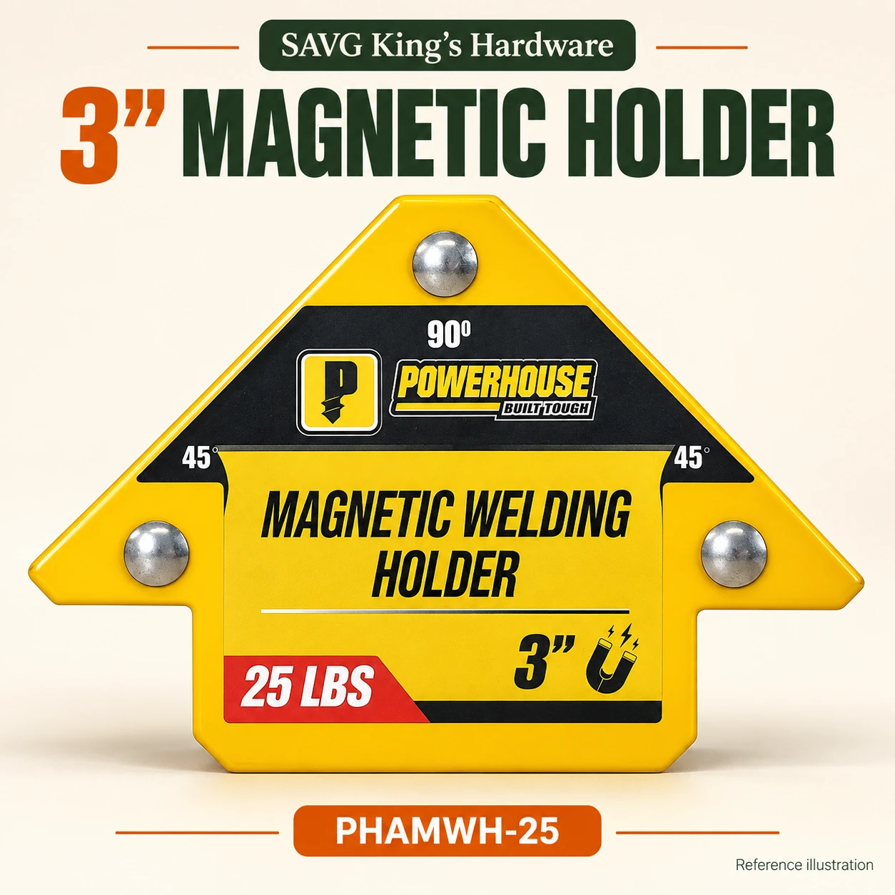 Powerhouse PHAMWH-25 3" Arrow Magnetic Welding Holder — 25lb — reference illustration