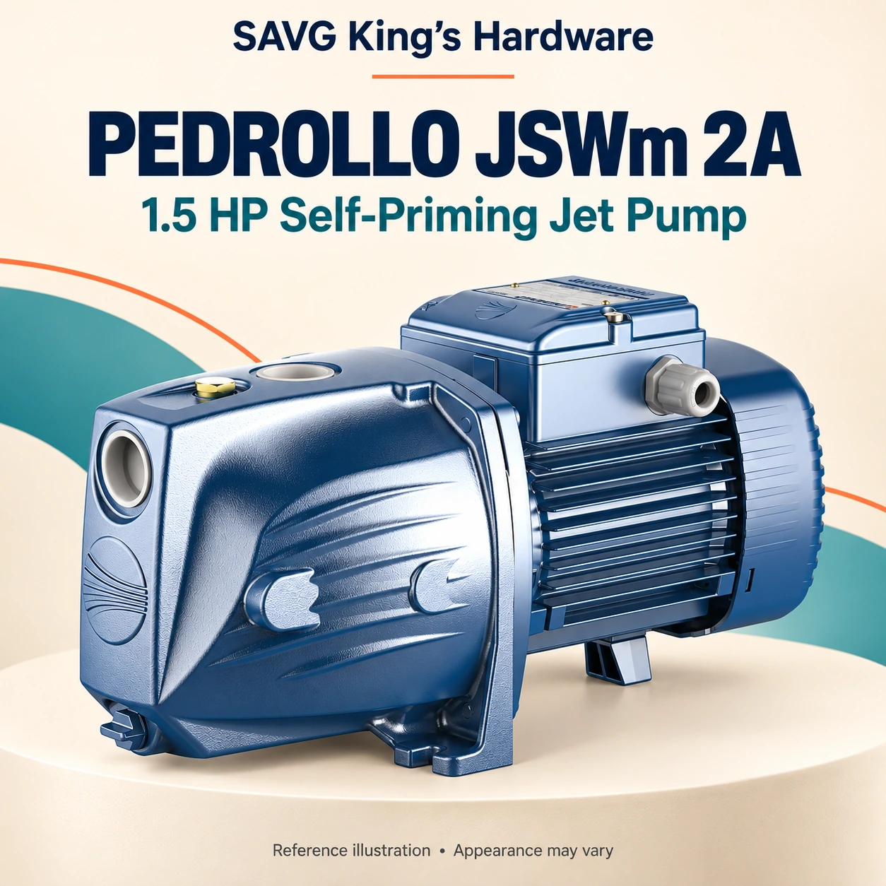 Pedrollo JSWm 2A 1.5HP Self-Priming Jet Pump reference illustration