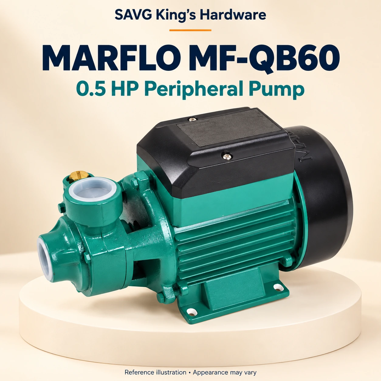 Marflo MF-QB60 0.5HP Peripheral Water Pump reference illustration