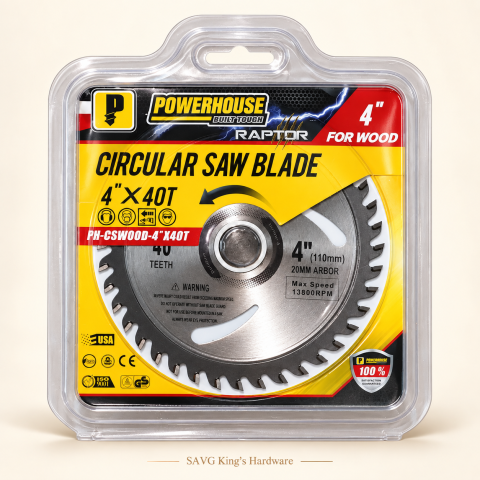Powerhouse 4-inch 40T Carbide-Tipped Wood Saw Blade — reference-based product illustration