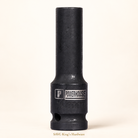 Powerhouse 10mm Deep Impact Socket — 1/2-inch Drive, 6-Point — reference-based product illustration