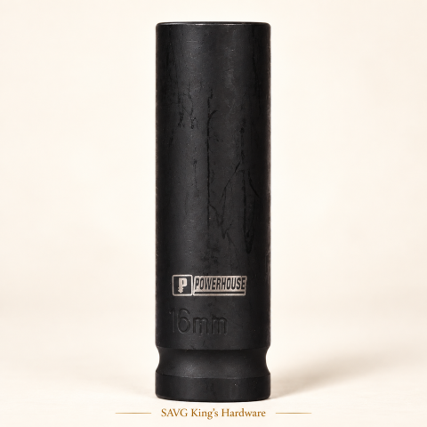 Powerhouse 16mm Deep Impact Socket — 1/2-inch Drive, 6-Point — reference-based product illustration