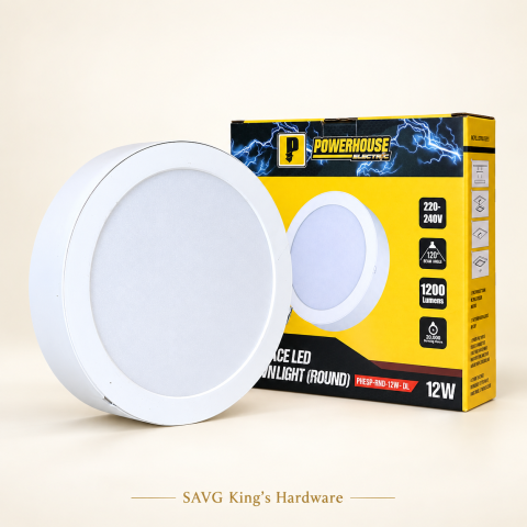 Powerhouse Electric 12W Round Surface LED Downlight — Daylight — reference-based product illustration