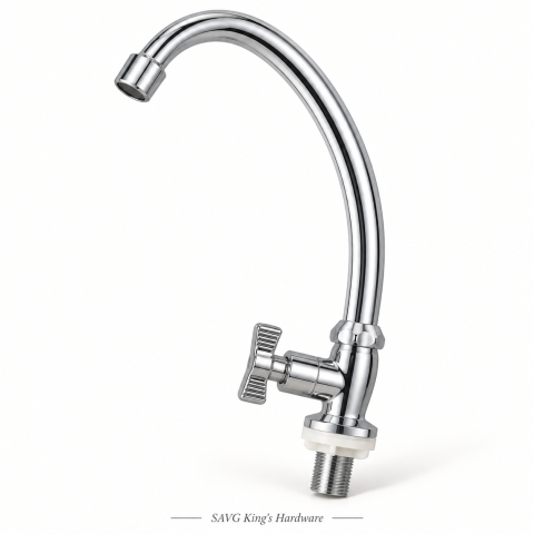 Waterhouse 18-inch Pillar-Mounted Gooseneck Faucet — Cross Handle