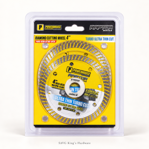 Powerhouse Raptor 4-inch Diamond Cutting Wheel Value Pack — Turbo Ultra Thin Cut — reference-based product illustration