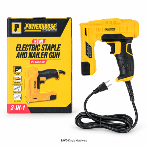 Powerhouse 2in1 Electric Staple & Nailer Gun w/500pcs Nail PH-ES53-HD product photo — SAVG King's Hardware