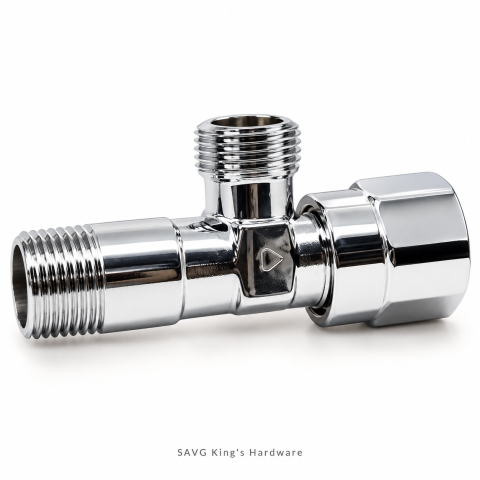 Waterhouse 2-Way Chrome-Plated Brass Angle Valve — 1/2 × 3/8-inch