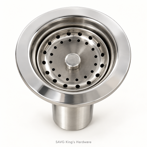Waterhouse Polished Stainless Basket Strainer with Tailpiece — 4 × 6-inch