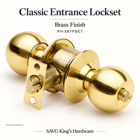 Powerhouse Classic Cylindrical Entrance Lockset — Brass PH-587PBET — product illustration