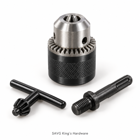 Powerhouse Threaded Drill Chuck with Key — 1/2 × 1/2-inch (13mm) and SDS Adaptor