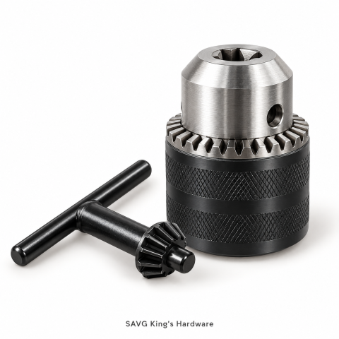 Powerhouse threaded drill chuck with key — product-family illustration