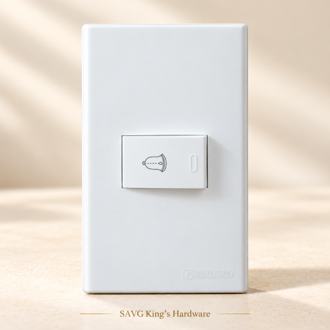 Powerhouse Electric 1-Gang Doorbell Push-Button Plate LHWD-203-P1 — reference-based product illustration