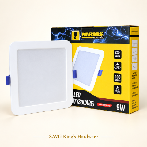 Powerhouse Electric 9W Square Recessed LED Downlight — Cool White — reference-based product illustration