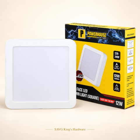 Powerhouse Electric 12W Square Surface LED Downlight — Warm White — reference-based product illustration