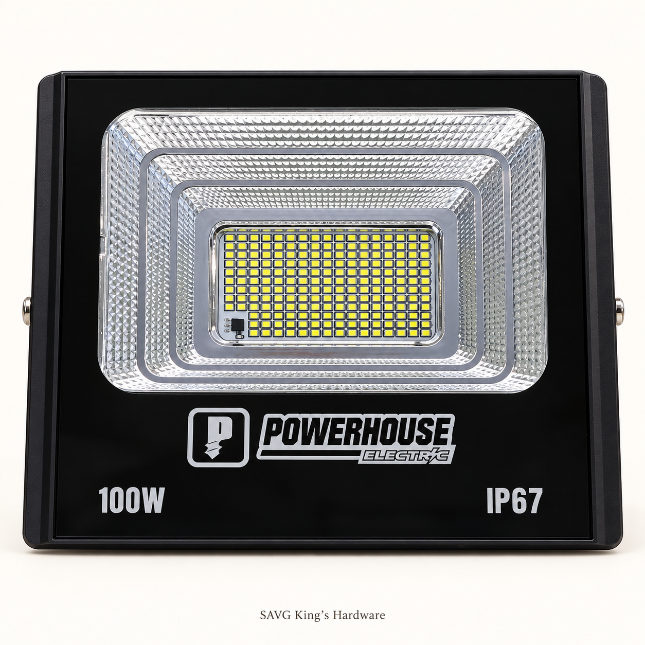 Powerhouse Electric 100W Daylight Solar Floodlight — IP67 — reference-based product illustration
