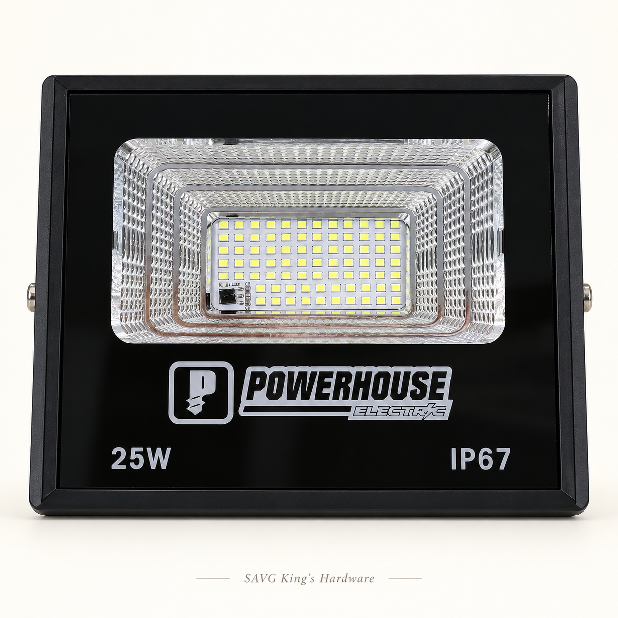 Powerhouse Electric 25W Daylight Solar Floodlight — IP67 — reference-based product illustration