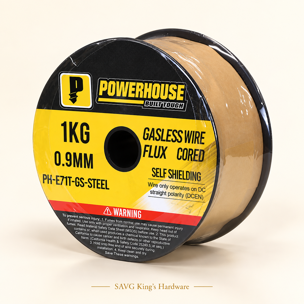 Powerhouse E71T-GS Flux-Cored Welding Wire — 0.9mm, 1kg — reference-based product illustration