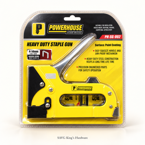 Powerhouse Heavy-Duty Industrial Staple Gun — 4–14mm Staples — reference-based product illustration