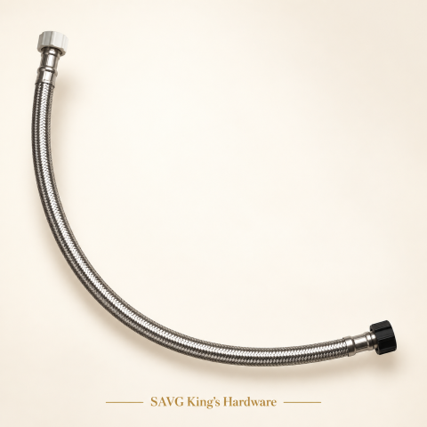 Waterhouse 304 Stainless Lavatory Hose 1/2" × 1/2" × 16" WH-FH1212-16 — reference-based product illustration