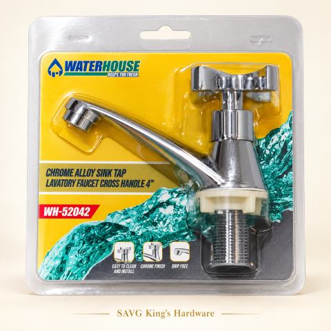 Waterhouse 4-inch Chrome Lavatory Faucet — Cross Handle WH52042 — reference-based product illustration