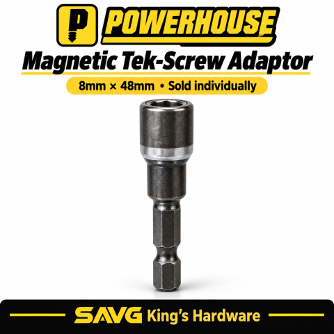 Powerhouse Magnetic Tek-Screw Adaptor — 8mm (5/16-inch) × 48mm