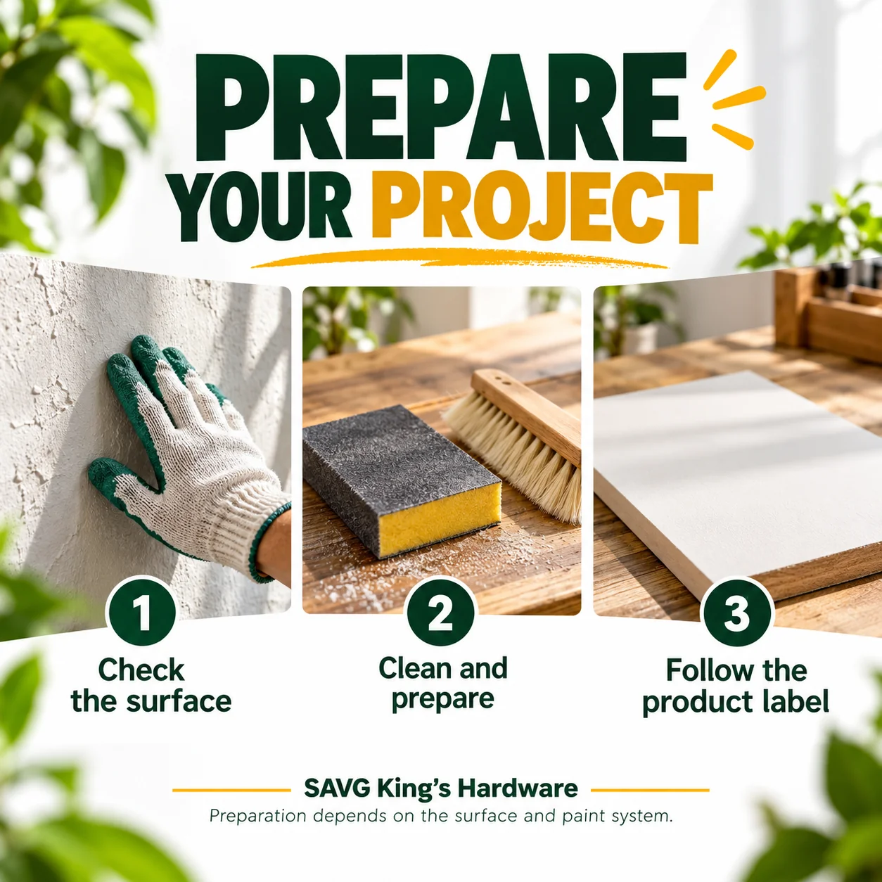 Painting preparation checklist: check the surface, clean and prepare, follow the product label