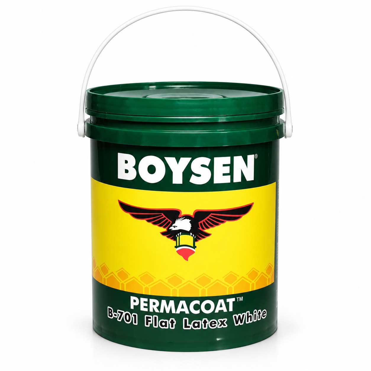 Boysen Permacoat B701 Flat Latex White 4L container on a white background
